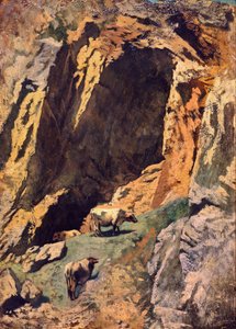 Felsspalt mit Kühen von Anselm Feuerbach