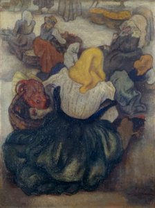 Marktende in Sulmona - Küchenmarkt von Anselmo Bucci