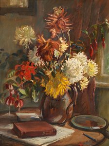 Chrysanthemen Stillleben im Atelier von Cor Visser