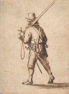 Ein gehender Musketier, von hinten gesehen, 17. Jahrhundert von Anthonie Palamedesz