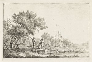 Drei Fischer auf einer Brücke