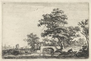 Figuren bei einer Steinbrücke von Anthonie Waterloo