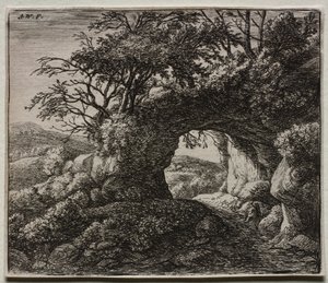 Vier Landschaften: Der durchlöcherte Felsen von Anthonie Waterloo