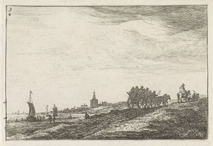 Küstenlinie mit Pferd und Wagen von Anthonie Waterloo
