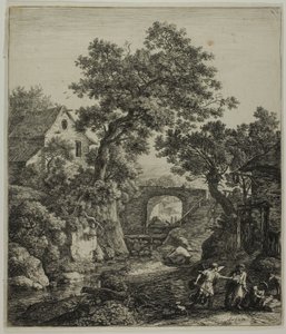 Landschaft mit Zipphorah und ihrem Sohn, aus Sechs Landschaftsmotiven aus dem Alten Testament von Anthonie Waterloo