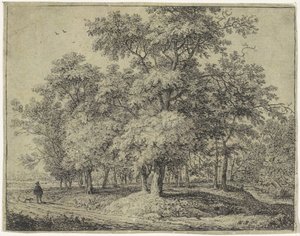 Mann mit Hund in einem Wald von Anthonie Waterloo