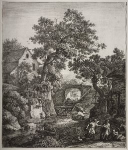 Sechs große aufrechte Landschaften mit Szenen aus dem Alten Testament: Zippora beschneidet ihren Sohn von Anthonie Waterloo