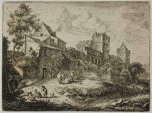 Der Hof vor dem Gasthof, aus Zwölf Landschaften
