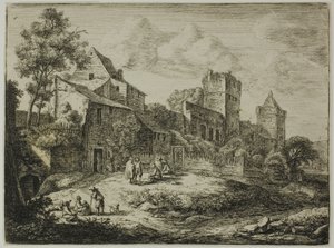 Der Hof vor dem Gasthof, aus Zwölf Landschaften von Anthonie Waterloo