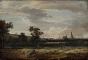 Landschaft mit Blick auf eine Stadt