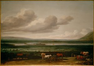 Niederrheinlandschaft bei Kleve mit Festung Schenkenschanz, Hoch- und Niederelten