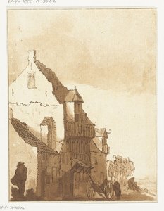 Haus mit Schubkarre vor der Tür