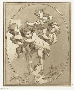 Fünf Putti mit Blütenzweigen
