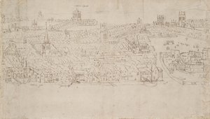 Panorama von London, gesehen von Southwark: Billingsgate bis Tower Wharf, 1554 von Anthonis van den Wyngaerde