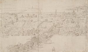 Panorama von London von Southwark aus gesehen: London Bridge von Anthonis van den Wyngaerde
