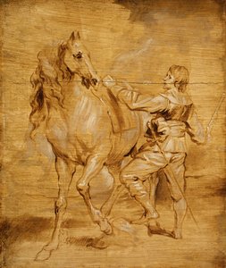 Ein Mann besteigt ein Pferd, ca. 1630