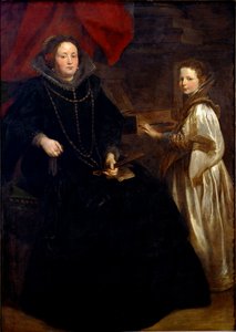 Porträt von Porzia Imperiale mit ihrer Tochter Maria Francesca am Cembalo.
