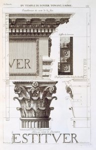 Gebälk, Kapitell und Inschrift vom Tempel des Jupiter Tonans (Der Donnerer), aus 