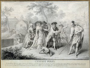 Das verlorene Kind Illustration aus „Briefe eines amerikanischen Farmers“ von Saint John de Crevecoeur. Lithographie von Antoine Borel (1743-1810) ca. 1783. Blerancourt. Musee Franco American von Antoine Borel