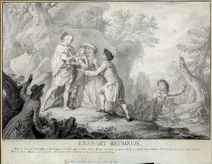 Das Kind findet, Illustration aus den „Briefen eines amerikanischen Farmers“ von Saint John de Crevecoeur, Lithographie von Antoine Borel, ca. 1783 von Antoine Borel