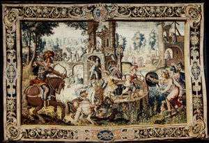 Übung im Angriff und Verteidigung eines Bastions, entworfen 1562–1565 (gewebt 1611–1627) von Antoine Caron