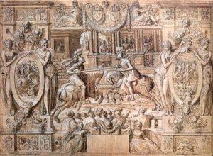 Turnier anlässlich der Hochzeit von Catherine de Medici (1519-89) und Henri II (1519-59) im Jahr 1533 von Antoine Caron