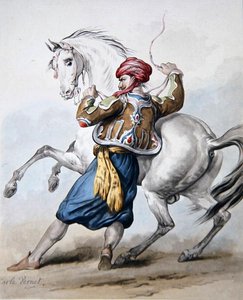 Ein Perser versucht, ein französisches Pferd zu überwältigen von Antoine Charles Horace Vernet