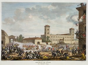 Der Aufstand von Pavia, 7 Prairial, Jahr 4 (Mai 1796) graviert von Jacques Joseph Coiny (1761-1809) von Antoine Charles Horace Vernet