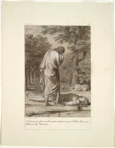 Aristomenes trauert um den Tod des Sokrates durch die Verzauberung von Meroë...Der goldene Esel, 1795 von Antoine Denis Chaudet