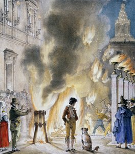 Kleines Feuerwerk im Palazzo Madama, von Antoine-Jean-Baptiste Thomas, Druck aus Un an a Rome et dans ses environs. Italien