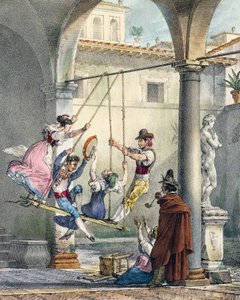 Schaukel, Gravur von Antoine Jean-Baptiste Thomas aus Un an a Rome et dans ses environs, Frankreich