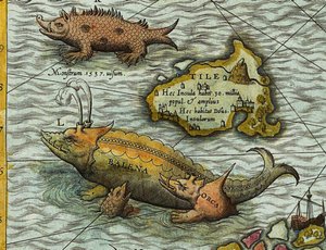 (Detail) Karte des Meeres (Carta marina) von Olaus Magnus von Antoine Lafrery