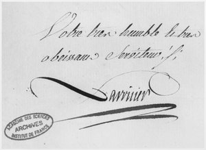 Lavoisiers Autogramm aus einem Brief, 31. August 1769