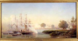 Episode der Cochinchina-Expedition: „Eroberung der Zitadelle von Saigon durch Vizeadmiral Rigault de Genouilly, Kommandant der französisch-spanischen Expeditionsstreitkräfte 17/02/1859“