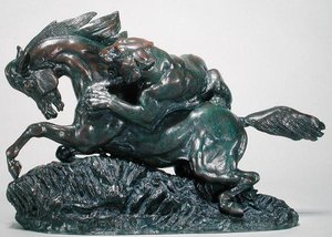 Pferd von einem Tiger überrascht