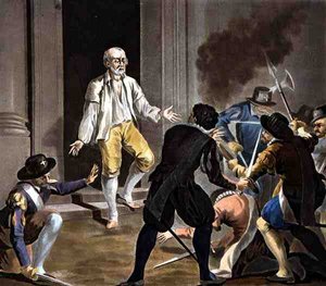 Der Tod von Gaspard de Coligny, gestochen von Jean Baptiste Morret (fl.1790-1820) 1788