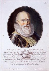 Maximilien de Bethune, Baron de Rosni und Duc de Sully, aus Portraits des grands hommes, femmes illustres, et sujets memorables de France, graviert und in Farben gedruckt, veröffentlicht von Pierre Blin, 1786-92, Paris