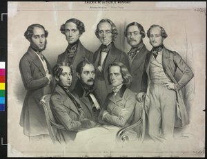 Gruppe berühmter Pianisten