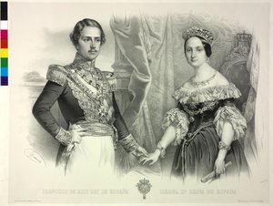 Königin von Spanien und ihr Ehemann Franz Isabella II