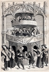 Frontispiz von „Le Grant Therence en Francois“ von Antoine Verard (aktiv 1485-1512) - Theatervorstellung im 16. Jahrhundert von Antoine Verard