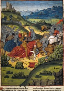 Lancelot in einer Schlacht - Illustration von 