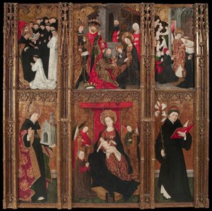 Altarbild der Jungfrau, des Heiligen Augustinus und des Heiligen Nikolaus von Tolentino von Antoine de Lonhy
