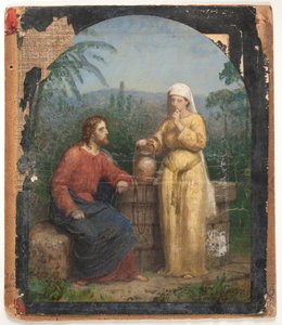 Ölskizze zu Jesus und die Samariterin am Brunnen