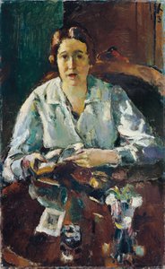 Dame in weißer Bluse (Erste Gattin des Künstlers) von Anton Faistauer