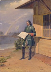 Peter I am Ufer des Flusses Newa von Anton Ivanovich Ivanov