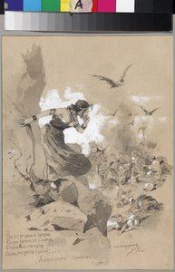 Illustration zum Gedicht Der Todesengel von M. Lermontow von Anton Ivanovich Kandaurov