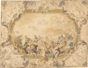 Eine Decke mit Apollo, der über militärisches und historisches Wissen präsidiert