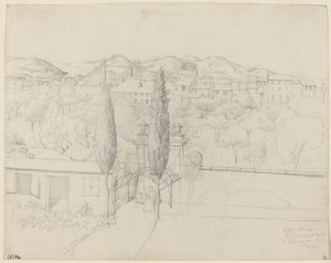 Aussicht aus meinem Fenster, via valfonda in Florenz (Gärten in Florenz vom Fenster des Künstlers aus gesehen) von Anton Krüger