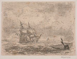 Eine Brigg in stürmischer See von Anton Melbye
