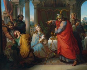 König Ahasver verurteilt Haman zum Tode von Anton Petter
